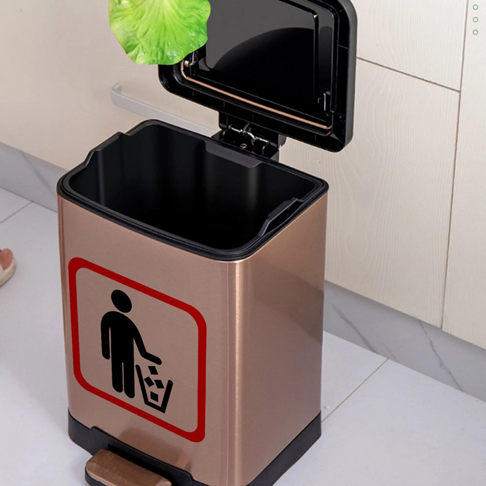 2pcs Trash Can Warning Signs Stickers Living Room Garbage Bin Decals Wall Decor