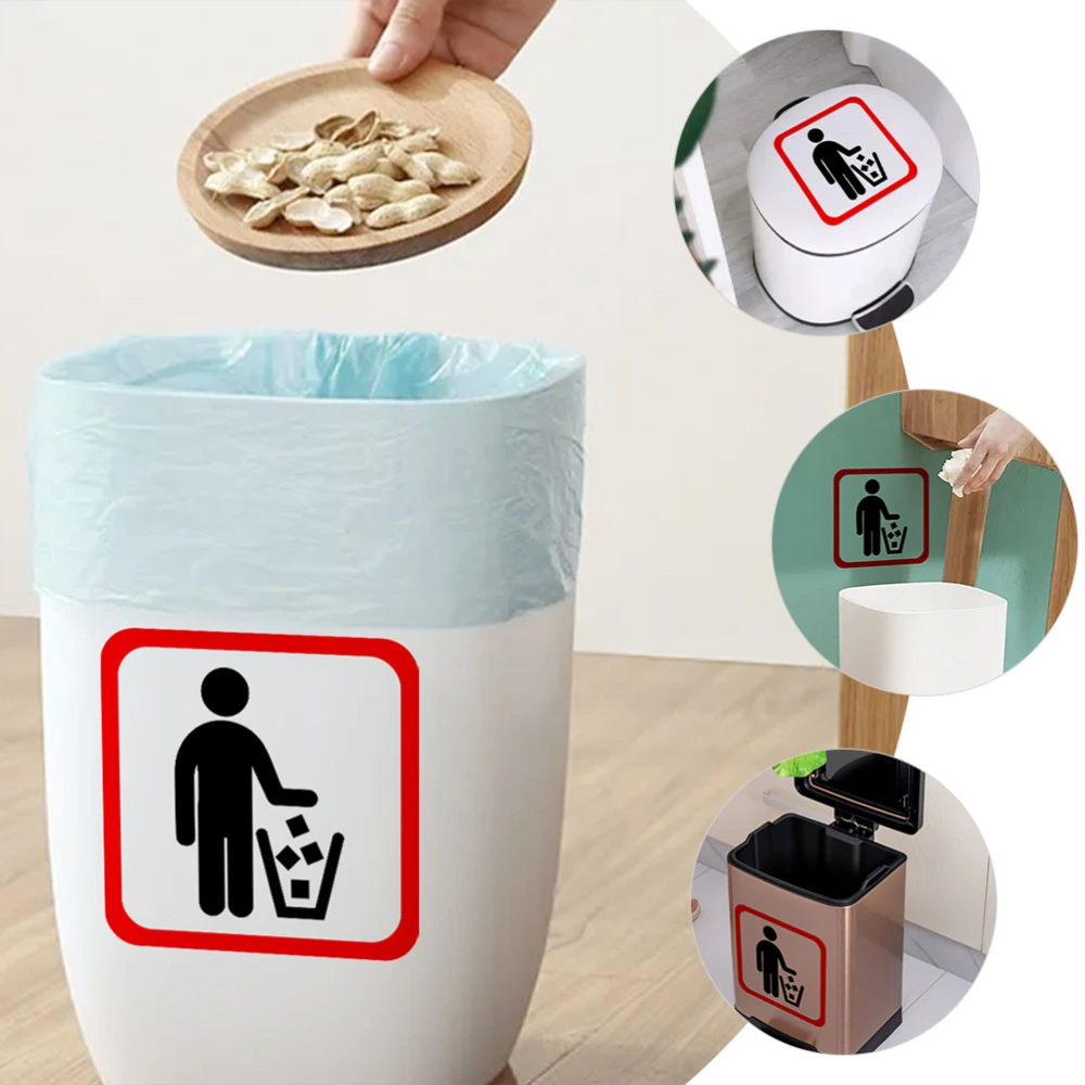 2pcs Trash Can Warning Signs Stickers Living Room Garbage Bin Decals Wall Decor