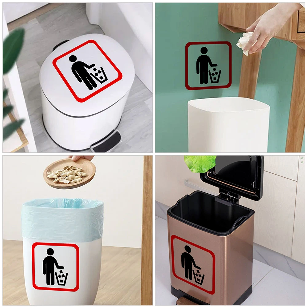 2pcs Trash Can Warning Signs Stickers Living Room Garbage Bin Decals Wall Decor