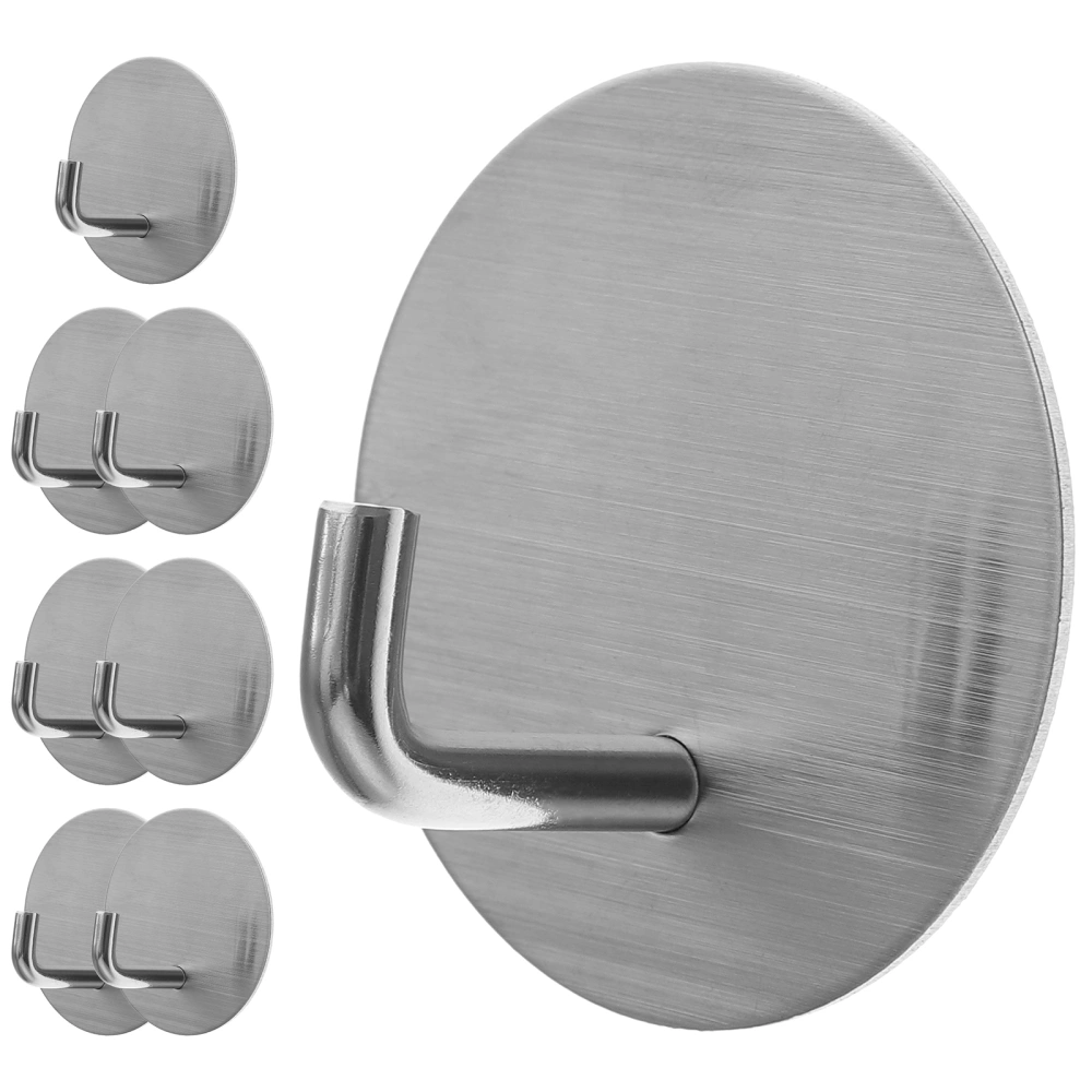 8pcs Wall Hook Stainless Steel Multipurpose Traceless Hook Home Sticky Hook