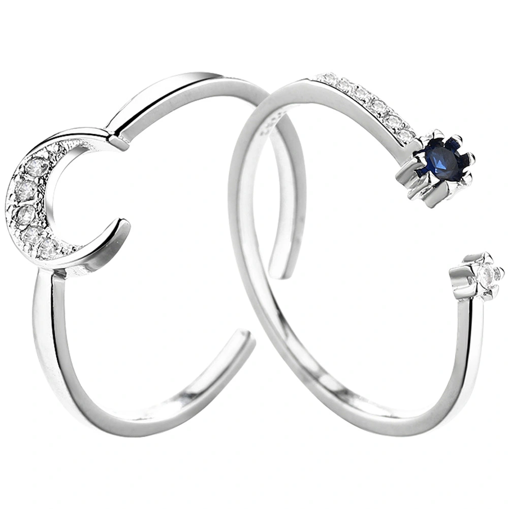 2Pcs Adjustable Open Ring Small Personalized Finger Ring Women Fashion Accessory