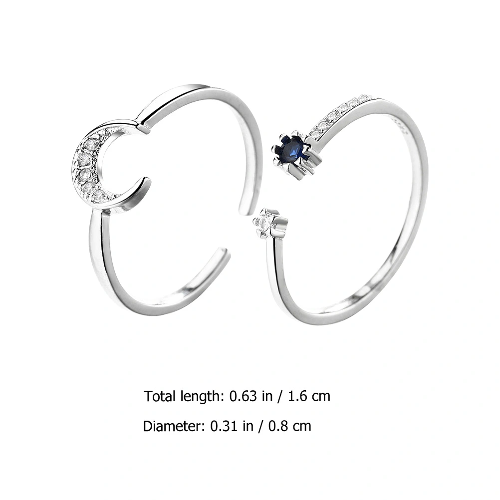 2Pcs Adjustable Open Ring Small Personalized Finger Ring Women Fashion Accessory