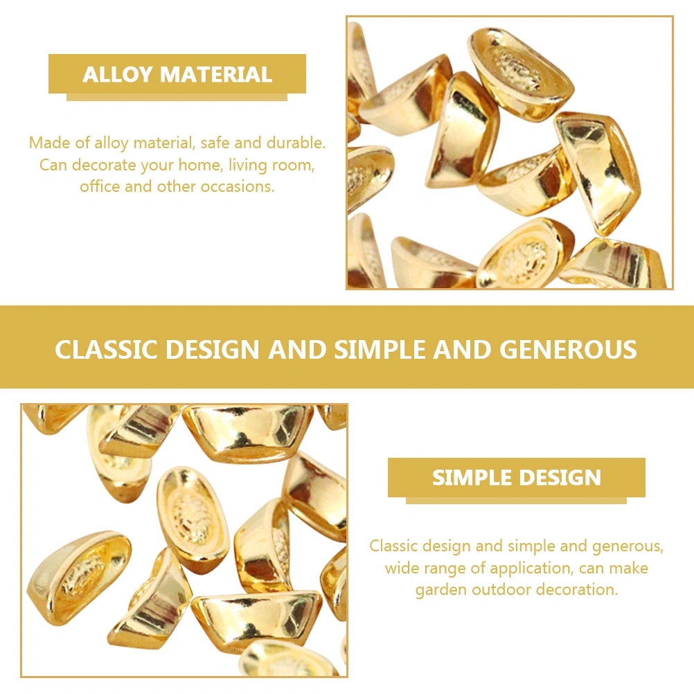 50Pcs Mini Golden Ingot Decorative Mini Ingot Tiny Golden Ingot Mini House Ornaments