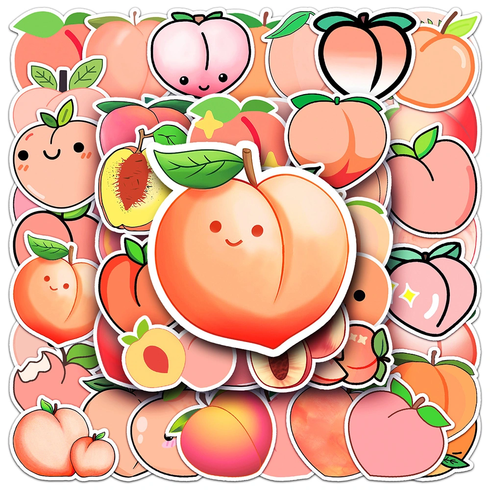 100pcs Peach Stickers DIY Peach Stickers Cartoon Peach Sticker  Suitcase Decals