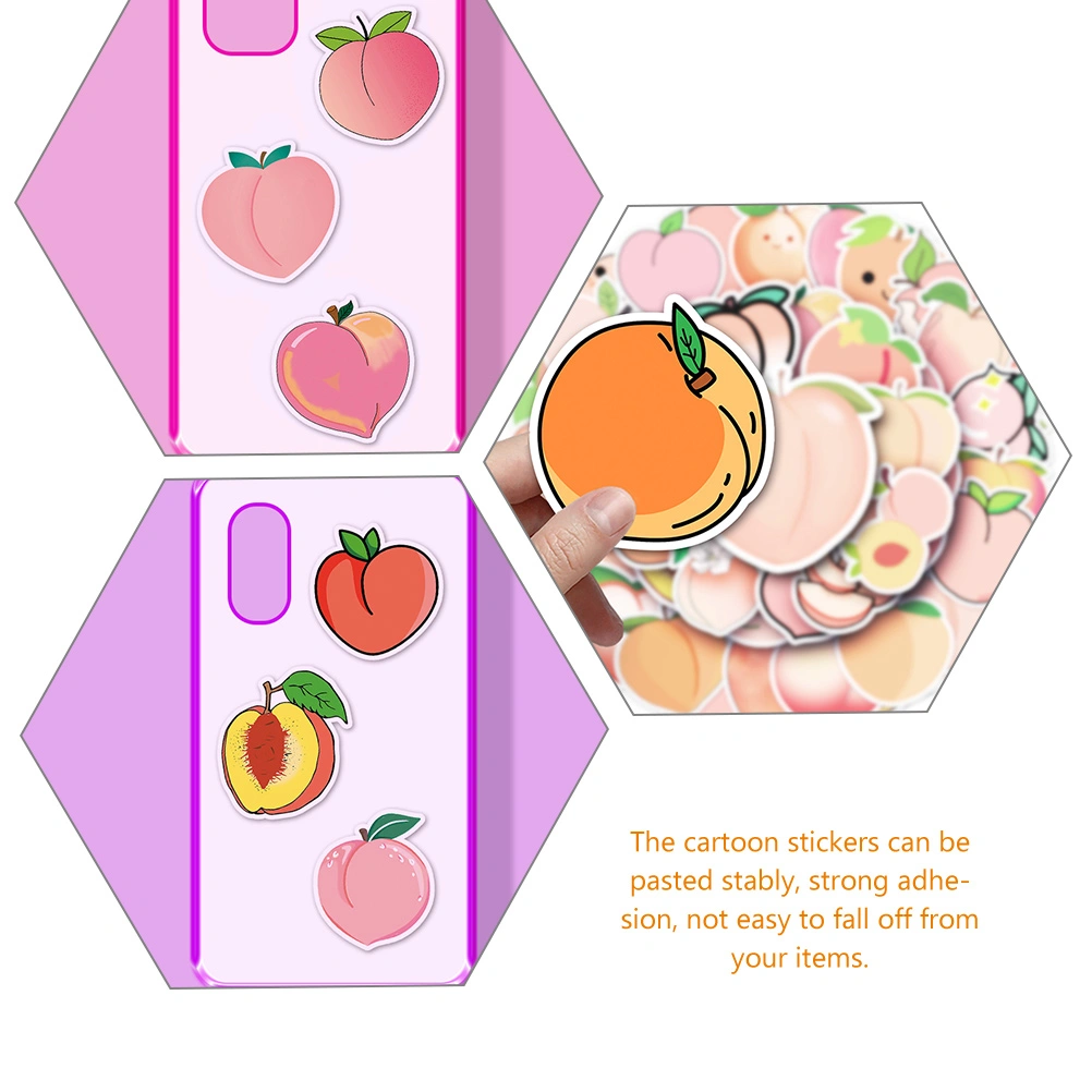 100pcs Peach Stickers DIY Peach Stickers Cartoon Peach Sticker  Suitcase Decals