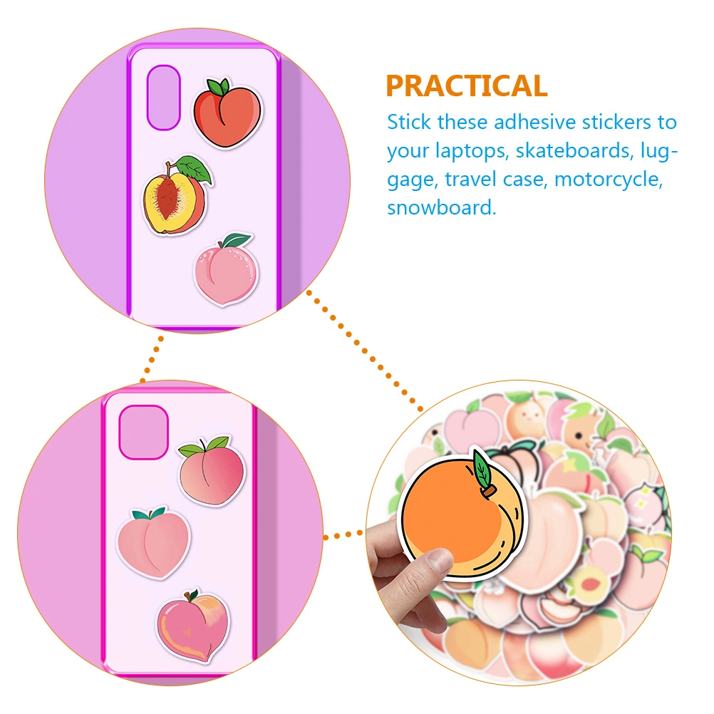 100pcs Peach Stickers DIY Peach Stickers Cartoon Peach Sticker  Suitcase Decals