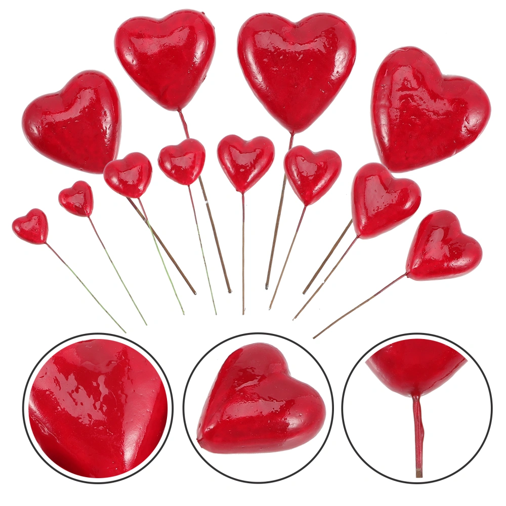 24pcs Red Foams Heart Shape Cake Inserts Cake Picks Cake Decor for Valentine's Day