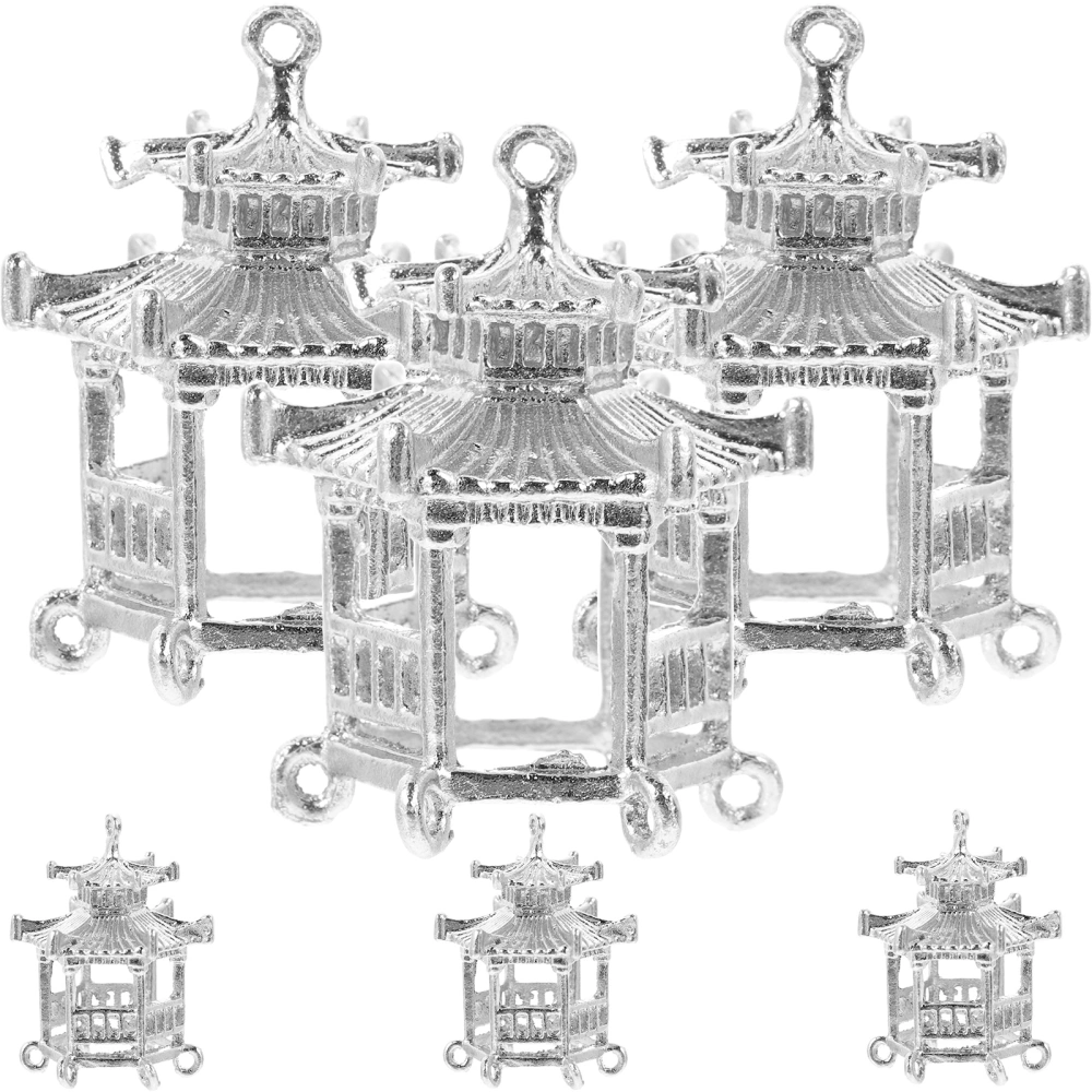 6pcs Diy Alloy Charms Jewelry Making Charms Antique Pavilion Charms Jewelry Making Material