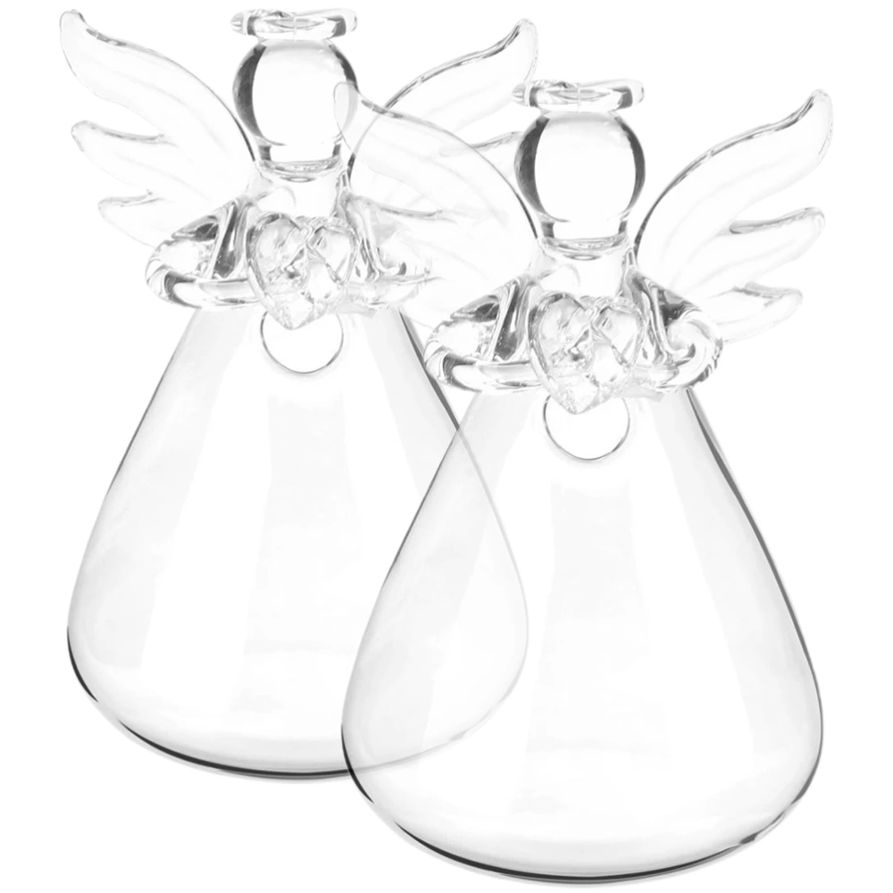 2pcs Glass Hydroponic Flower Vase Living Room Flowers Container Glass Angel Floral Container