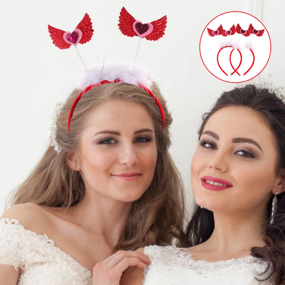 2Pcs Valentines Day Headbands Delicate Heart Hair Hoops Hair Accessories for Wedding Party