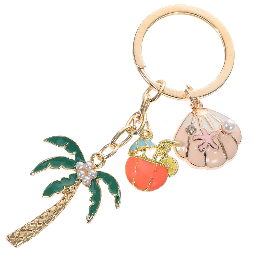 Hawaiian Pendant Keychain Summer Themed Keychain Bag Hanging Metal Pendant