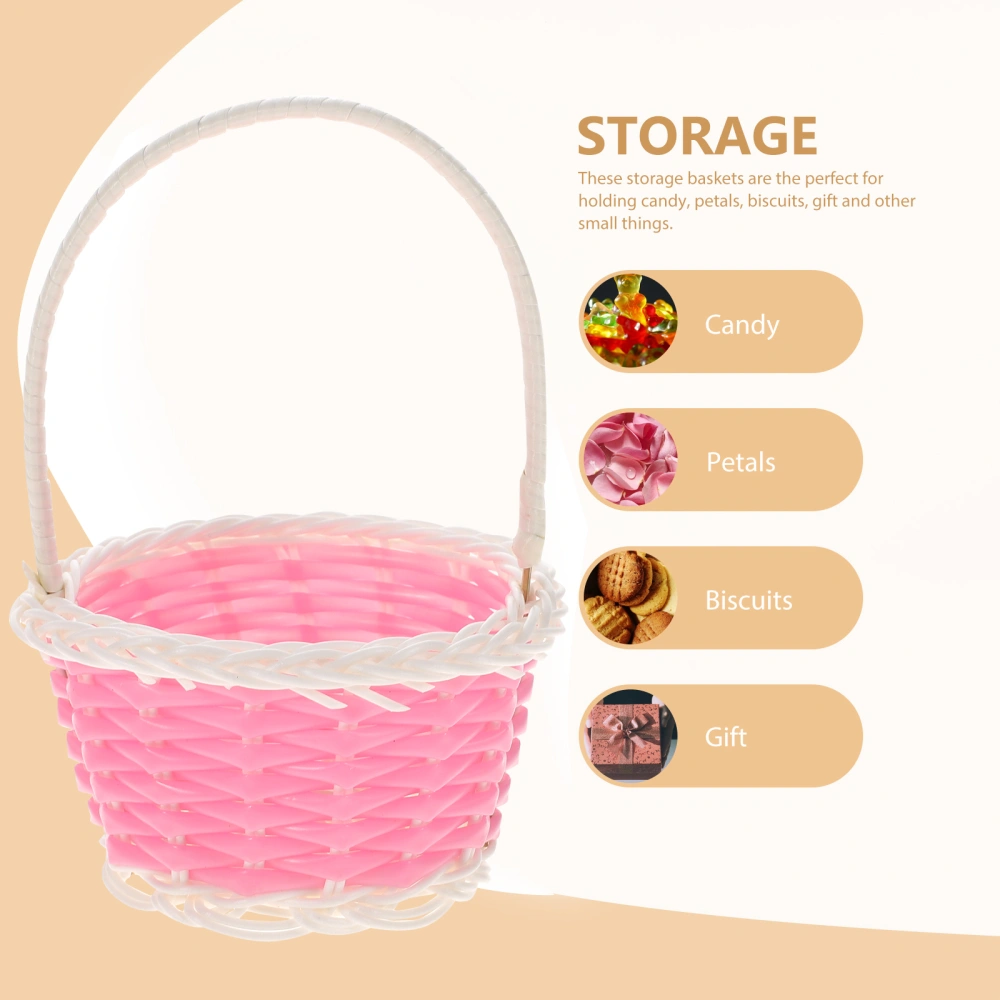 6Pcs Mini Plastic Woven Baskets with Handles for Easter Egg Wedding Decor Crafts