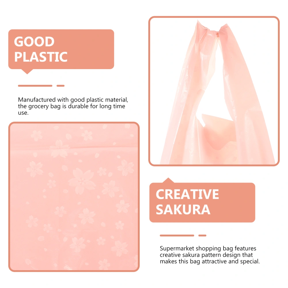 50pcs Sakura Pattern Shopping Bag Foldable Grocery Bag Handheld Gift Wrapping Bags Portable Grocery Pouch