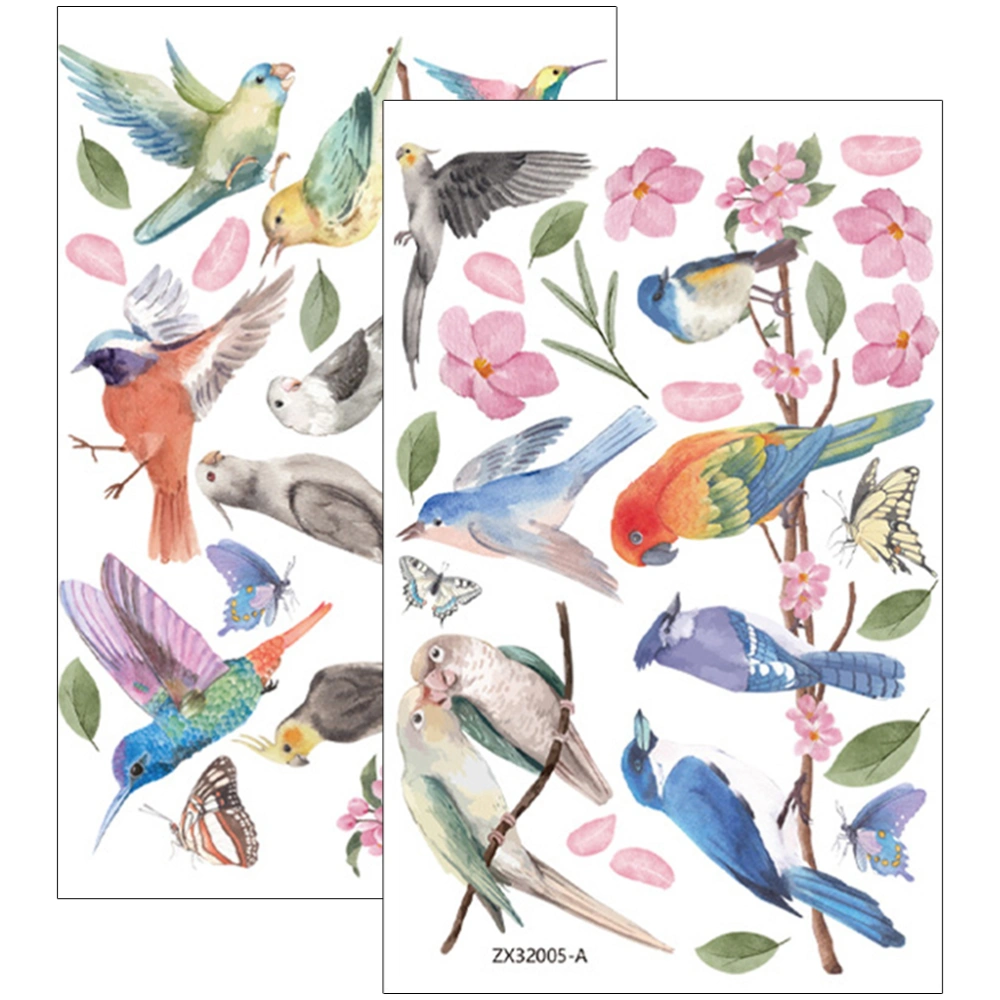 2 Sheets Anti-collision Hummingbird Glass Sticker Living Room Bedroom Window Decor