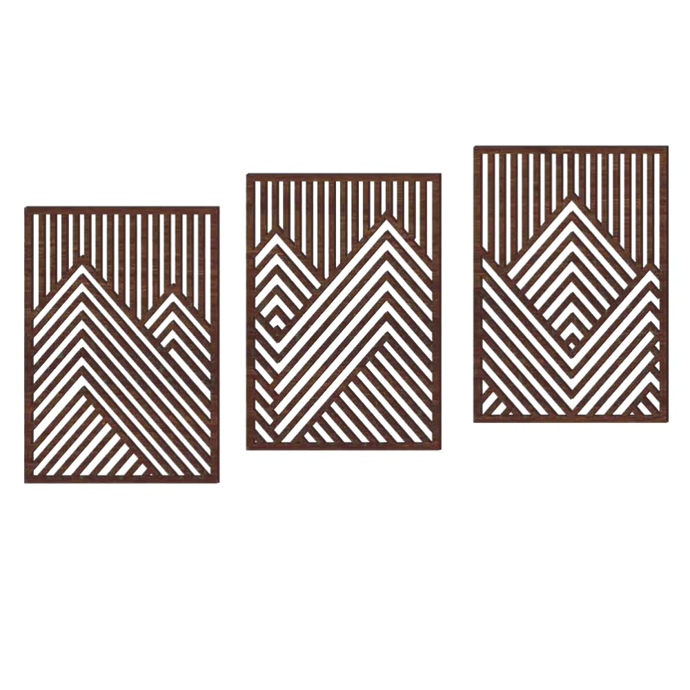 3pcs Mountains Wood Wall Art Wood Wall Hanging Wood Wall Sign Hollowed Wood Panels