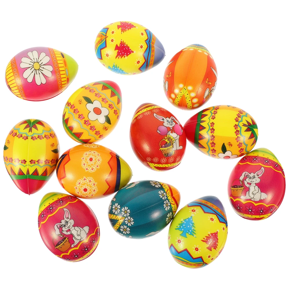 12Pcs Colorful Stress Relieving Balls Small Easter Egg Squeeze Plaything Slow Rising Stress Eggs