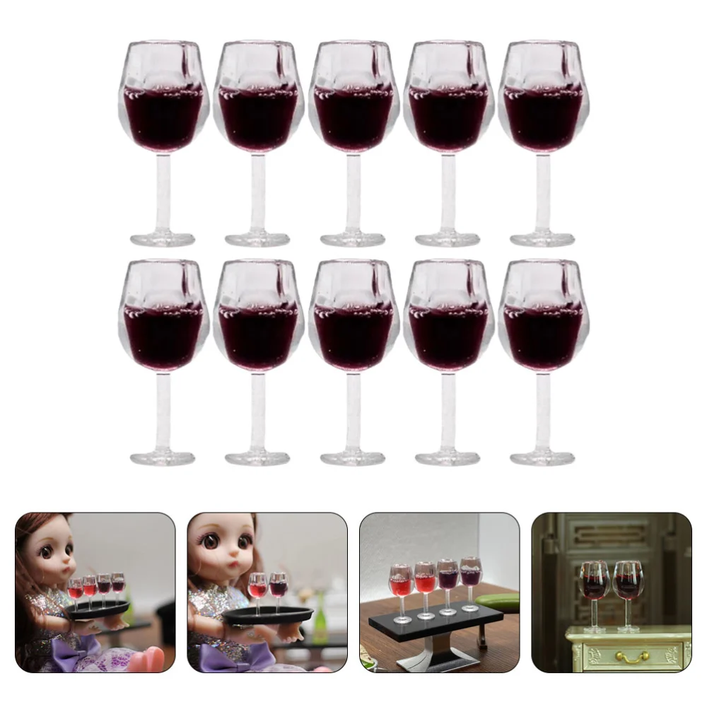 10Pcs Micro Landscape Goblet Glasses Miniature Wine Glasses Doll House Props