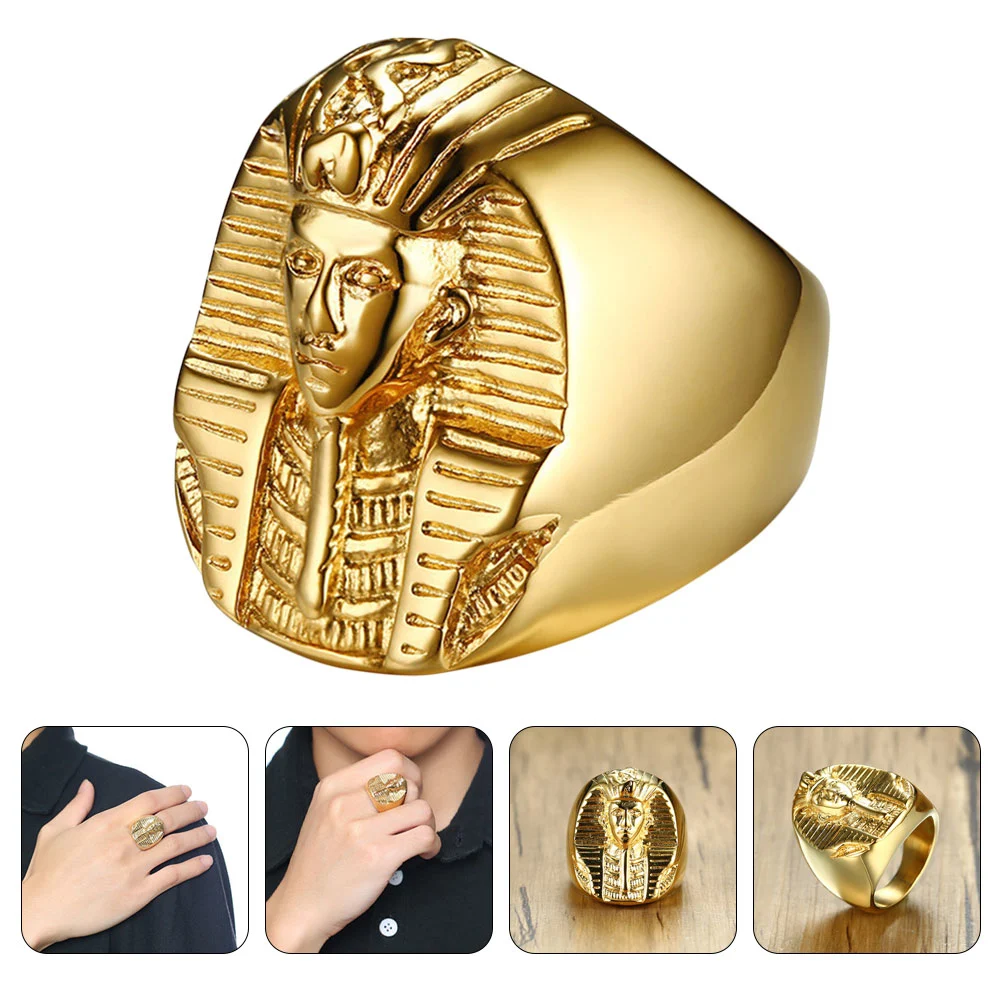 Men Stylish Finger Ring Egyptian Pharaoh Themed Ring Decor Party Costume Ring Decor