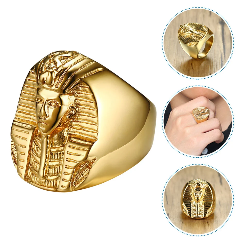 Men Stylish Finger Ring Egyptian Pharaoh Themed Ring Decor Party Costume Ring Decor