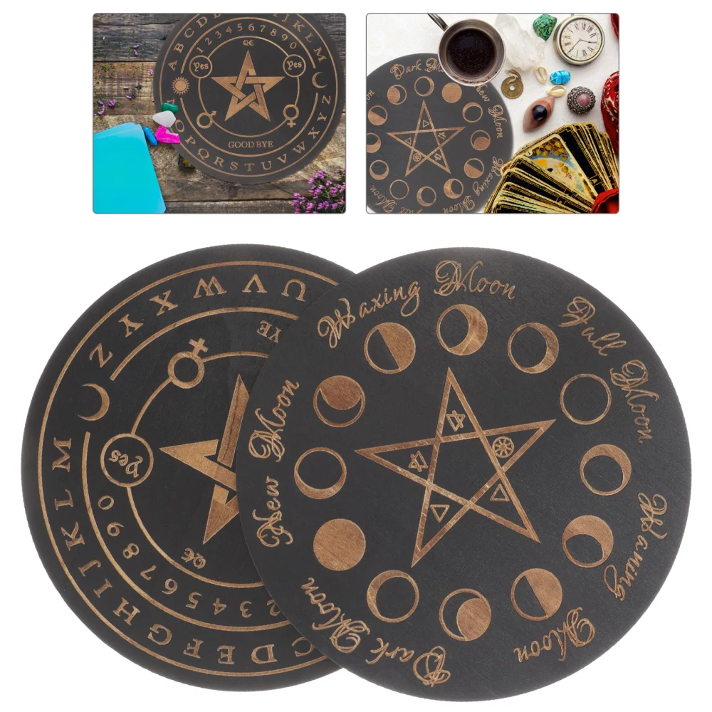 2pcs Wooden Divination Plate Wooden Divination Desk Board Divination Accessory