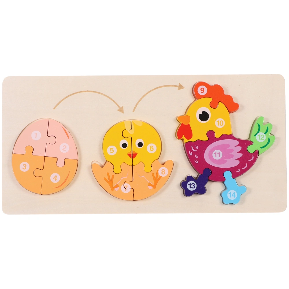 1 Set of Kindergarten Animals Growth Learning Teaching Aids Birthday Gift Wooden Puzzle Toy