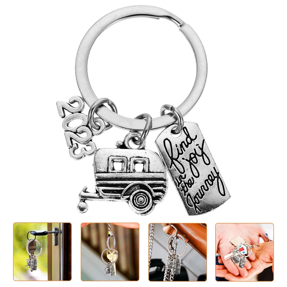 Travel Themed Keychain 2023 Metal Key Ring Bag Hanging Ornament Retire Gift