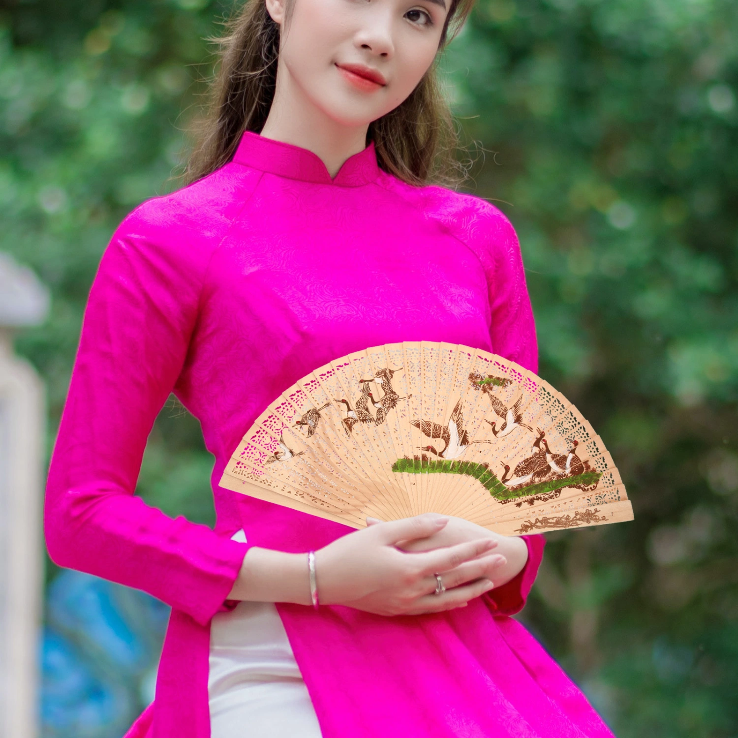 2pcs Wooden Fans Party Decorative Folding Fan Women Stage Performance Fan