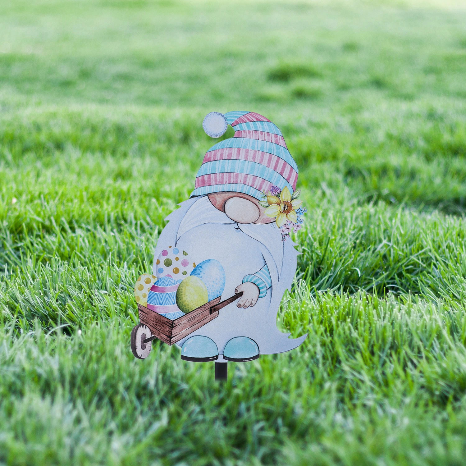 Easter Theme Gnome Ground Stake Outdoors Garden Use Decorative Acrylic Cartoon Stake Sign