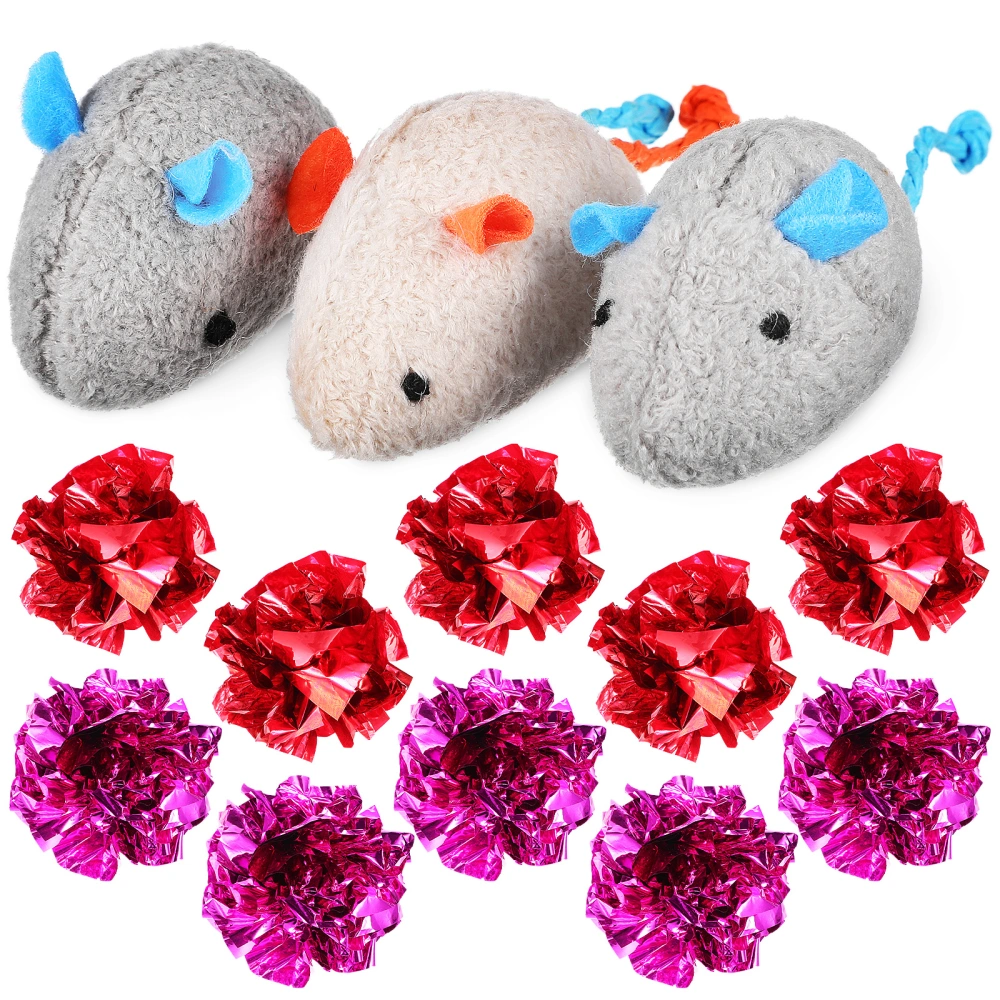 13 Pcs Cat Toys Interactive Toys Including Catnip Plush Mice with Crinkle Balls Playthings for Indoor Cat