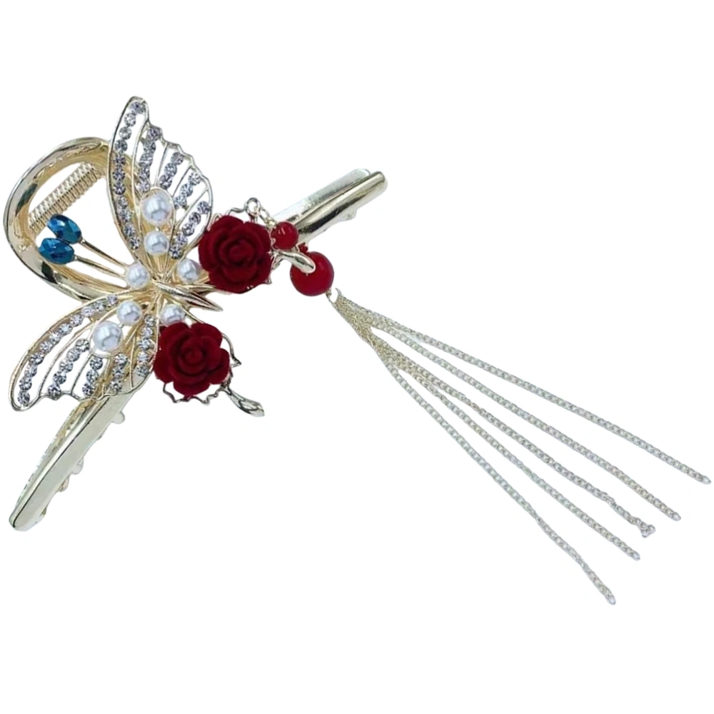 Hair Claw Clip Butterfly Tassel Hair Clasp Clip Flower Pearl Hair Jaw Clasp Hairpin