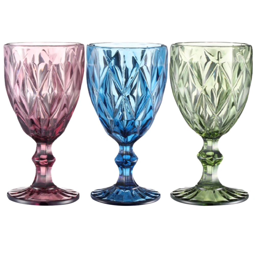 3Pcs Wine Glasses Colorful Glass Goblets Cocktails Cup Wine Glasses Glass for Bar Use