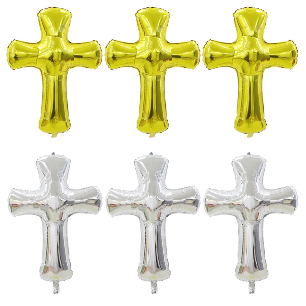 6pcs Cross Shape Balloons Baby Shower Baby Baptism Balloons Aluminium Film Balloons