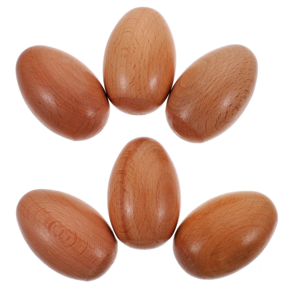 6pcs Musical Instrument Sand Egg Wood Egg Shakers Baby Musical Instruments Percussion Instrument