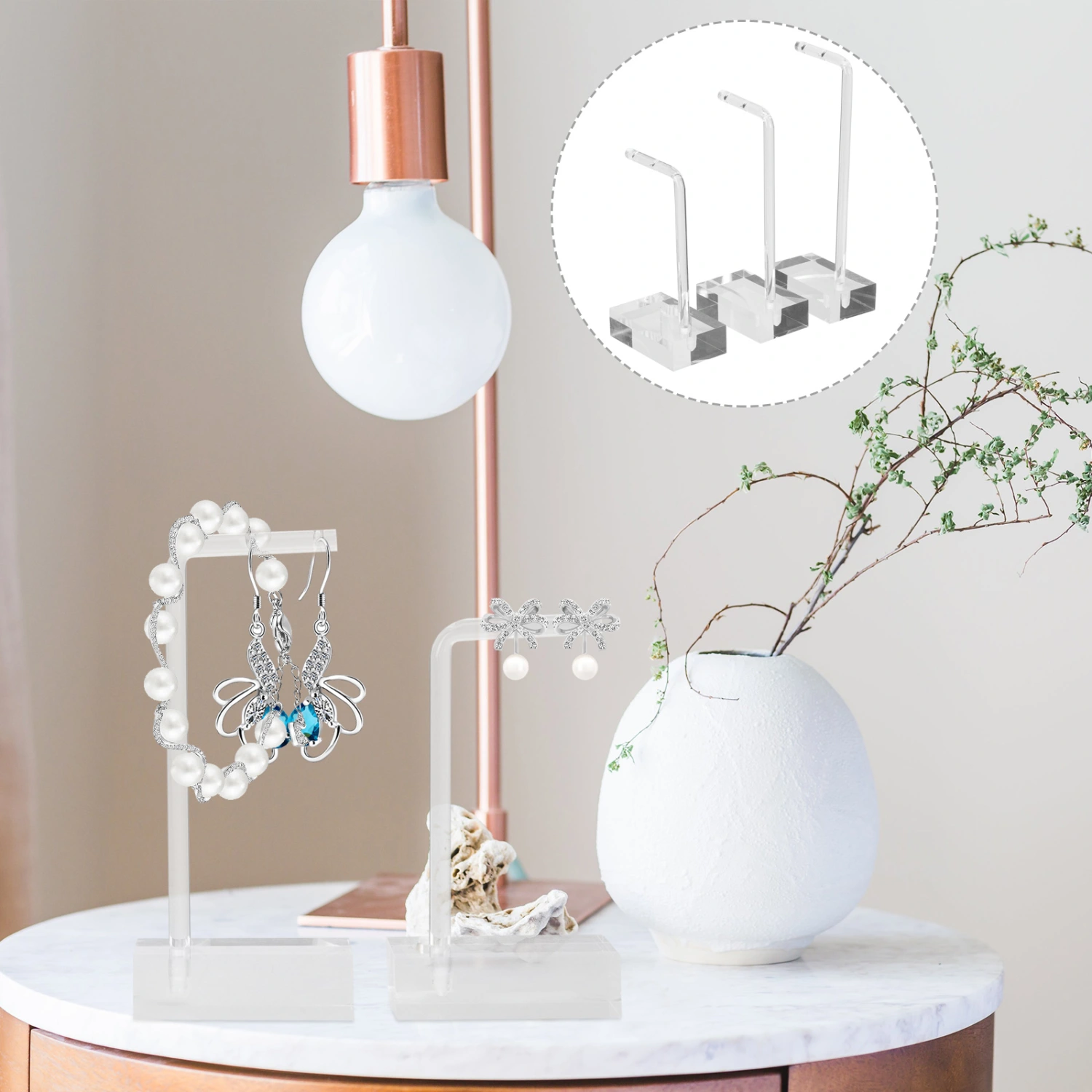 3pcs Earrings Display Rack Acrylic Jewelry Display Stand Transparent Display Holder