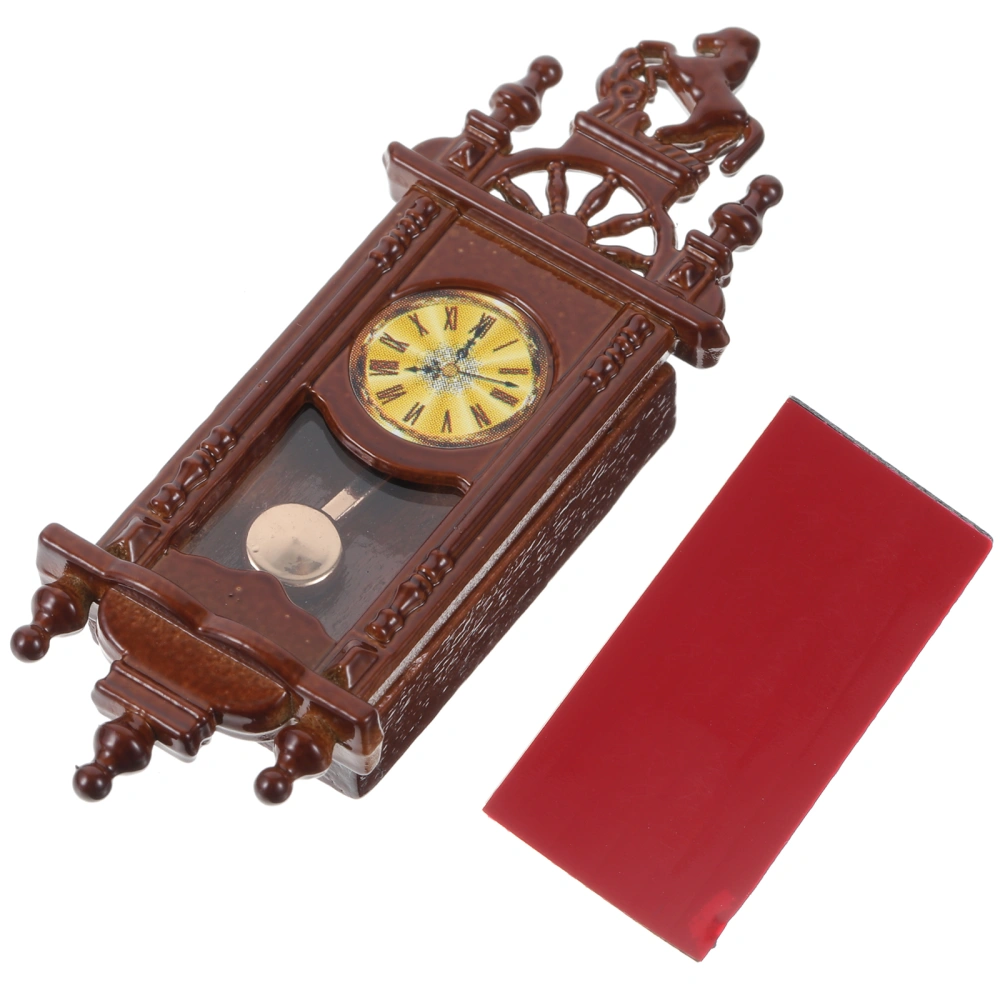 Mini Pendulum Clock Ornament Mini House Exquisite Clock Adornment Retro Style Pendulum Clock