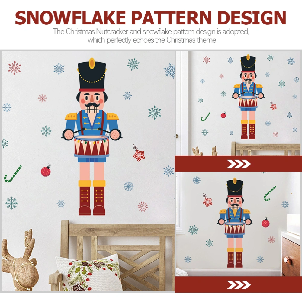 Christmas Nutcracker Window Cling Decorative Nutcracker Snowflake Refrigerator Sticker