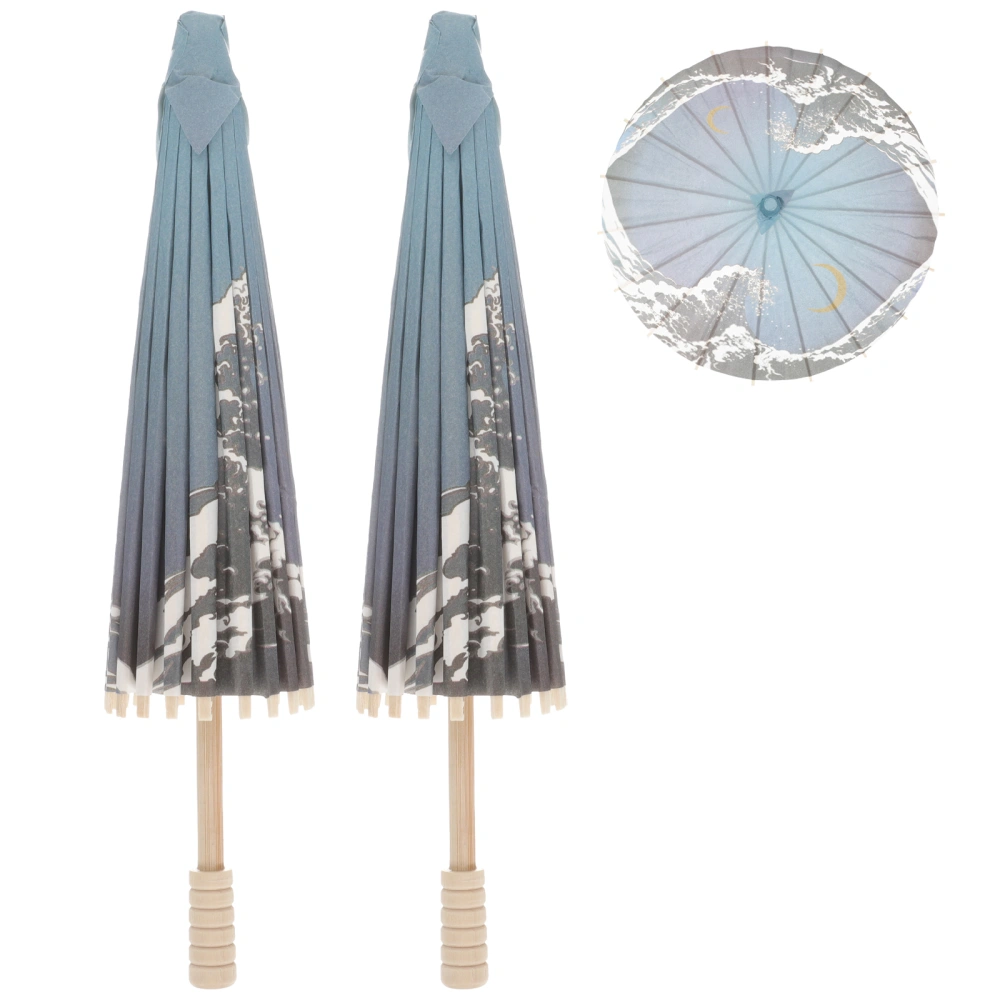 2Pcs Japanese Style Paper Umbrella Small Umbrella Photography Prop Holiday Umbrella Decor