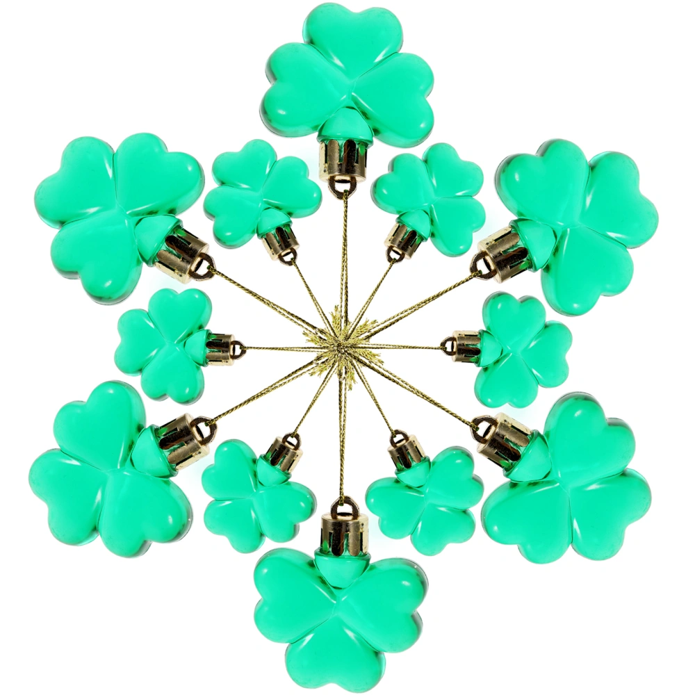 12pcs Shamrock Tree Ornaments St. Patrick's Day Clover Hanging Ornament Home Decor