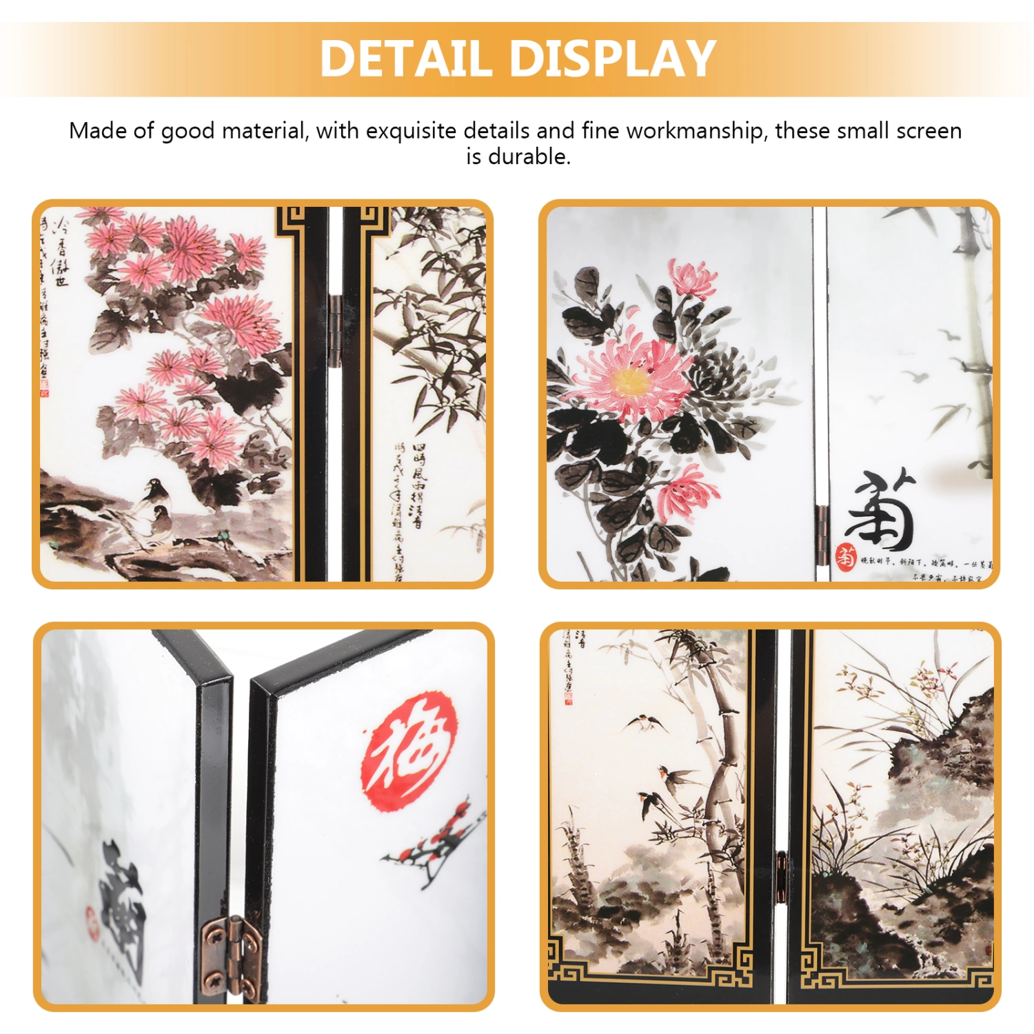 Chinese Wall Divider Mini Folding Screen Chinese Style Folding Screen Mini Room Wall Divider Decor