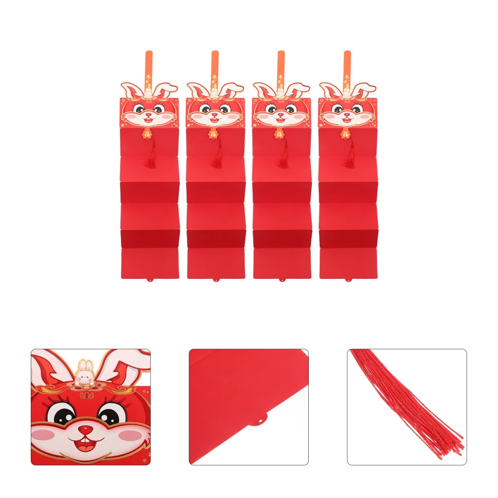 4Pcs Folding Zodiac Rabbit Red Packets New Year Supplies Zodiac Rabbit Year Gift