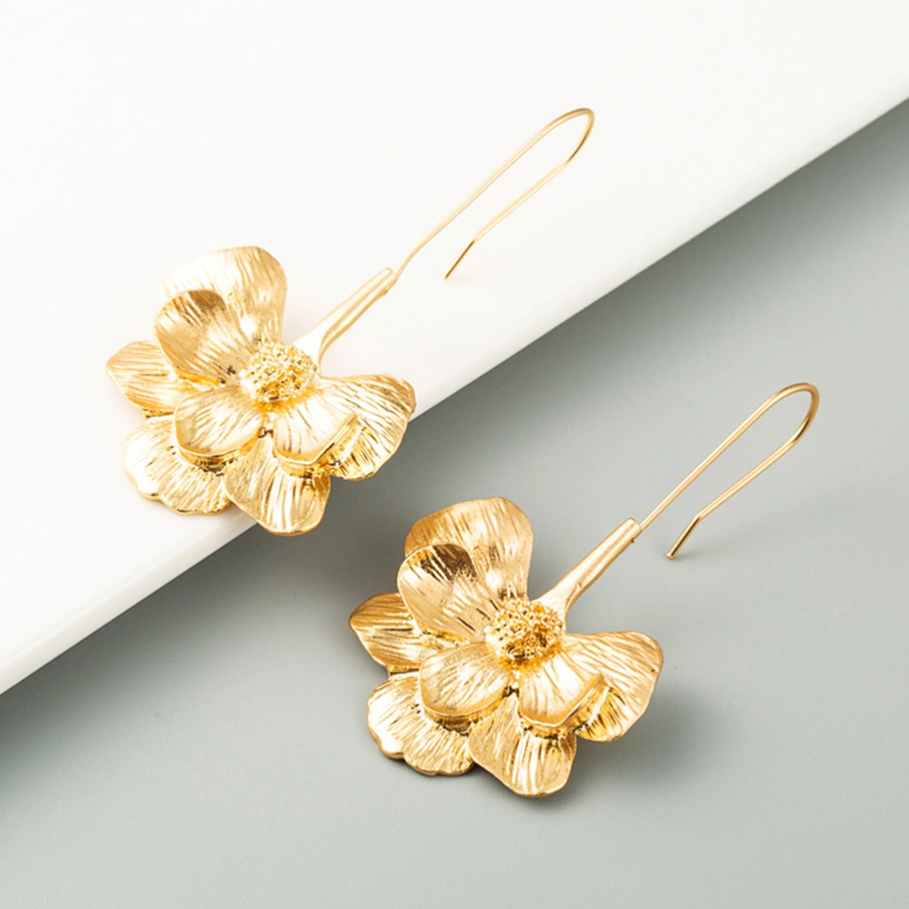 1 Pair Metal Flower Earrings Dangle Flower Earrings for Wedding Birthday Beach Party