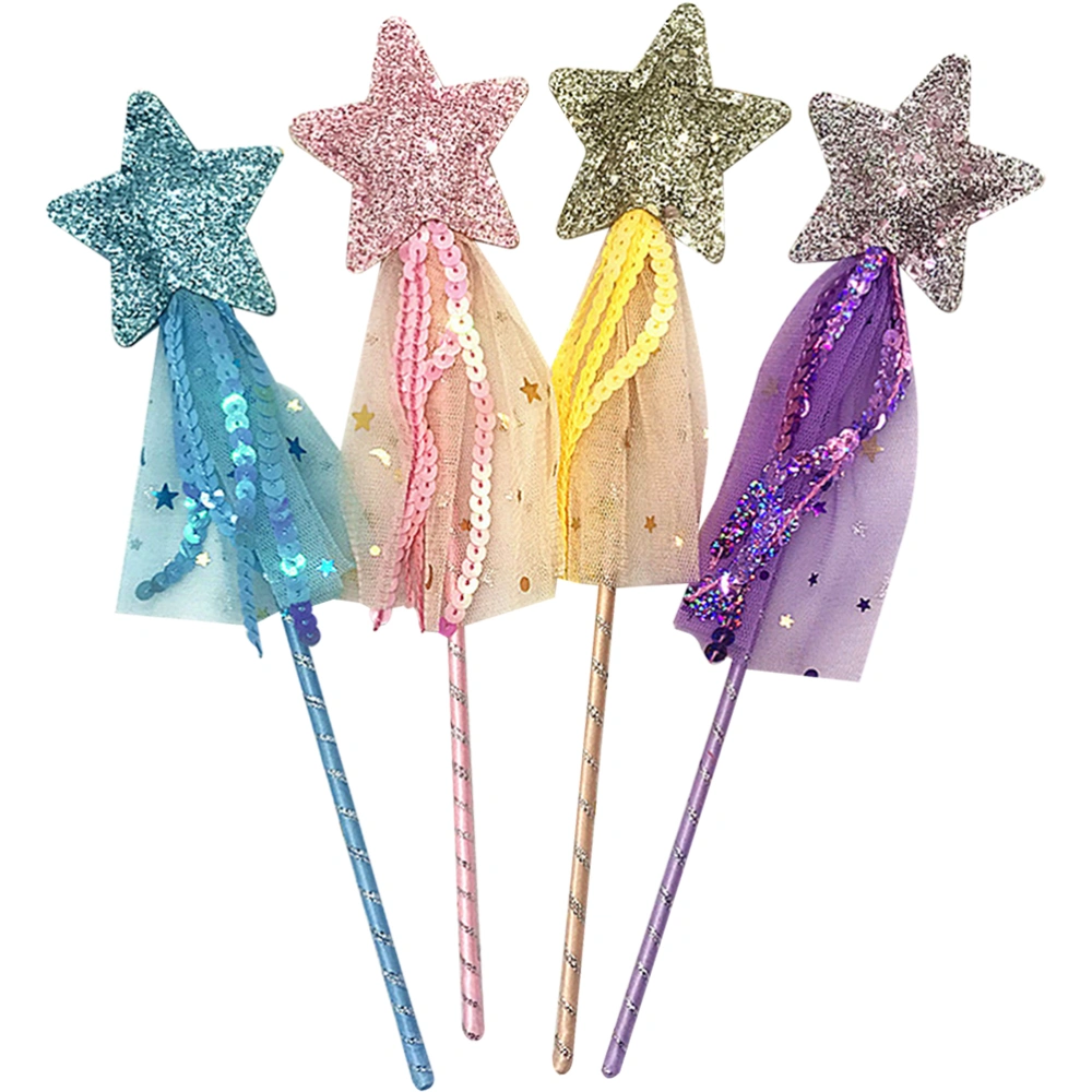 4pcs Glitter Sticks Handheld Fairy Wands Kids Fairy Sticks Toys Party Cosplay Fairy Wands Playthings