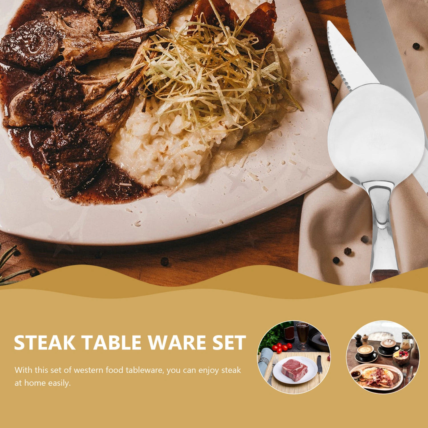 1 Set of Household Cutlery Kit Spoon Cutter Fork Chopstick Western Restaurant Tableware Kit