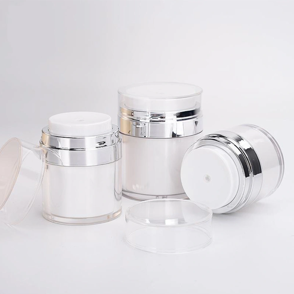 4 pcs  Cream Jars Dispensers Cosmetics Sample Jars Refillable Glass Plastic Pump Bottles 15ml