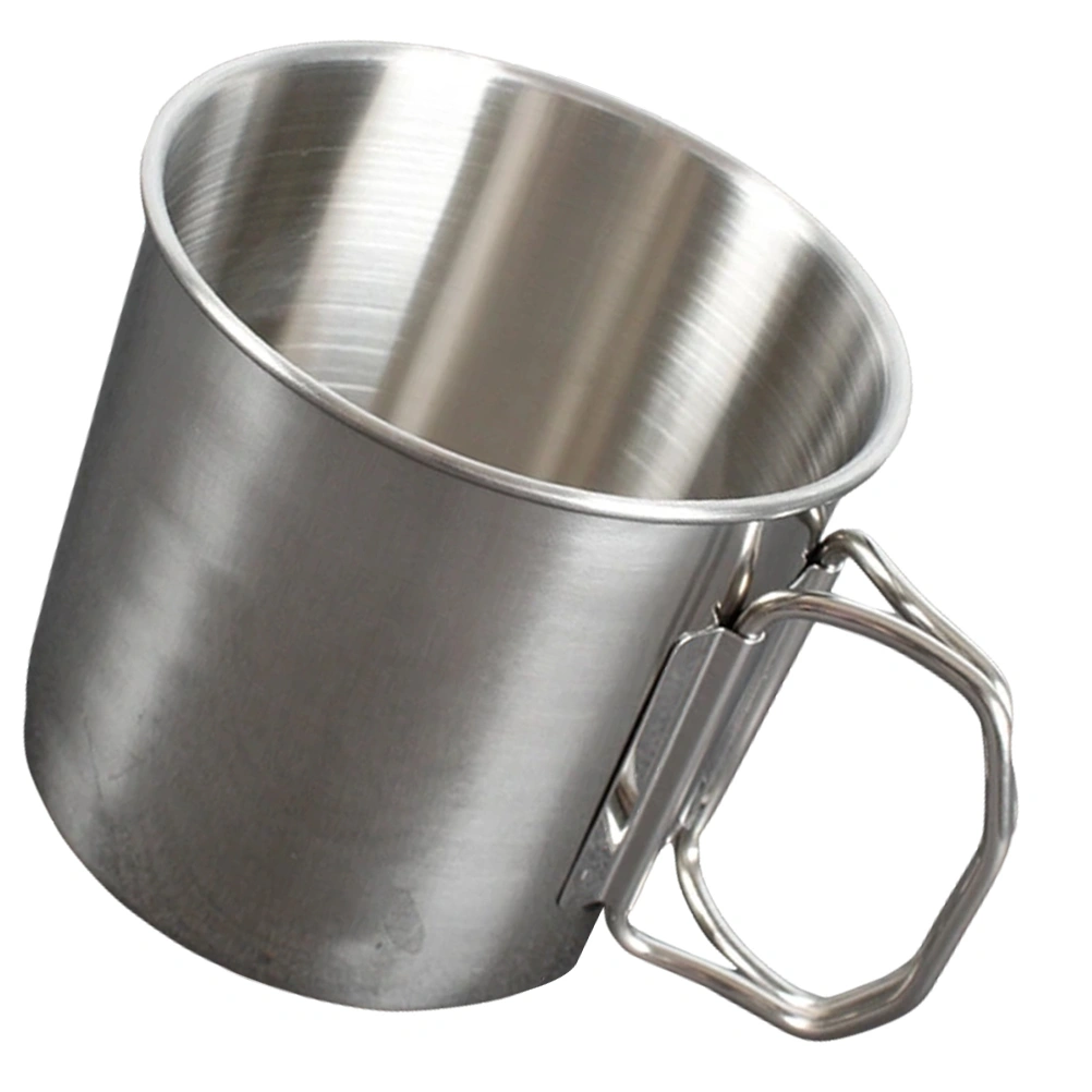 Stainless Camping Mug Portable Cup with Folding Handle Outdoor Camping Mug Tea Cup