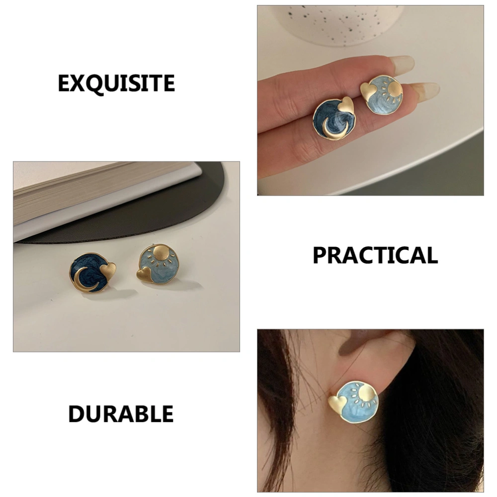 1 Pair Sun Moon Earrings Personalized Earring Stud Fashion Woman Earbob