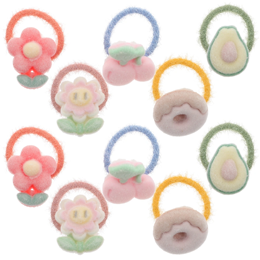 20pcs Little Girls Elastic Hair Ropes Hair Elastic Rope Kids Flocking Ropes