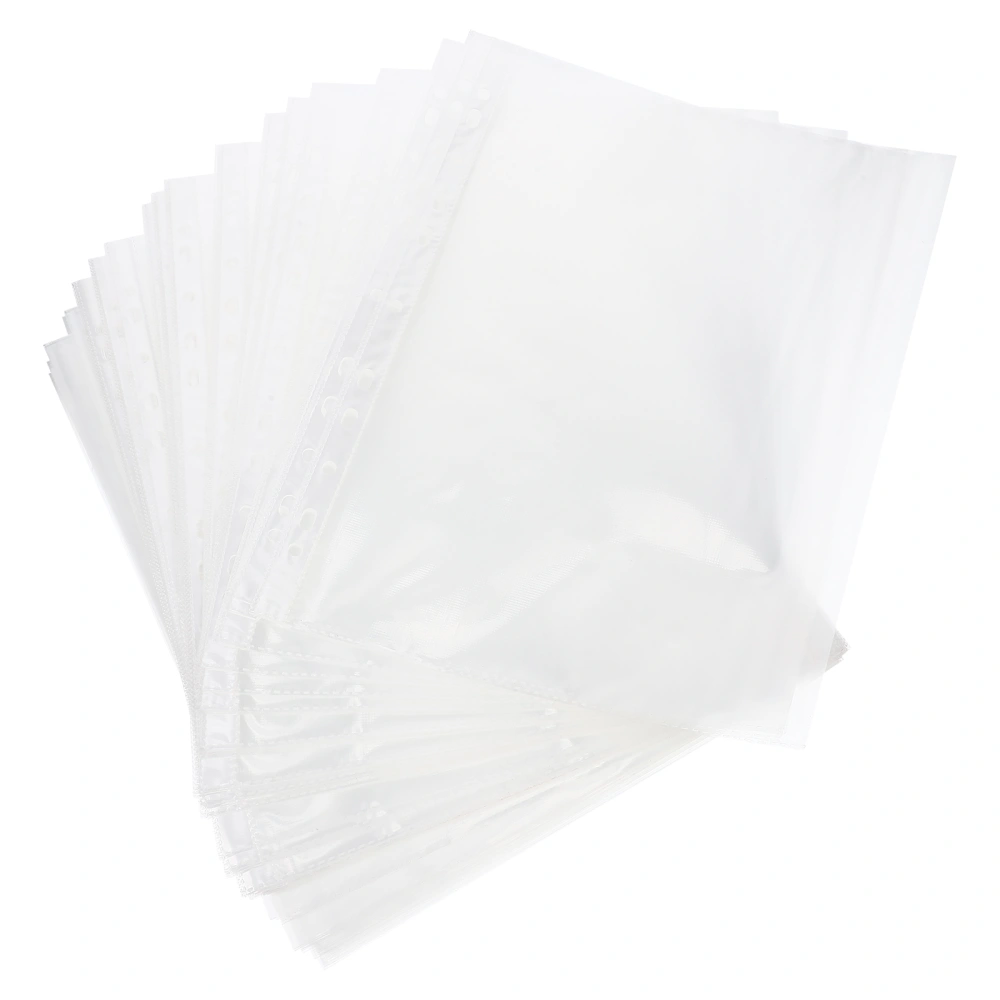 100Pcs Loose Leaf File Pockets Convenient Document Folders Wear-Resistant File Protectors