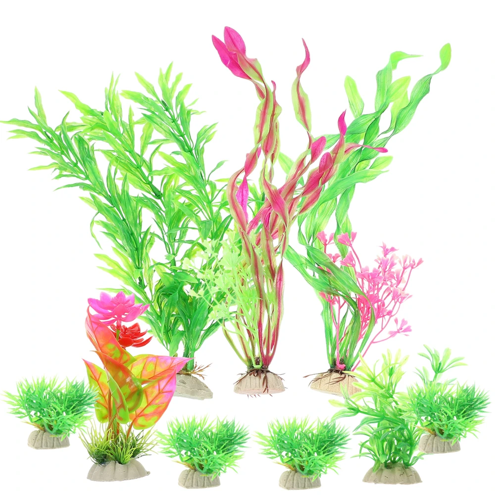 9Pcs Artificial Aquatic Plants Aquarium Plants Fake Fish Tank Plants Aquarium Decorations for Home