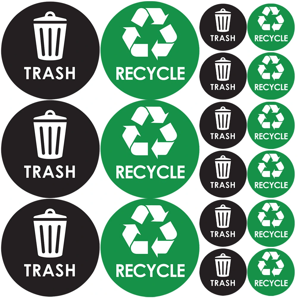 1 Set Trash Can Recycle Stickers Waste Sorting Decal Sticker Recycling Bin Signs Trash Can Decals
